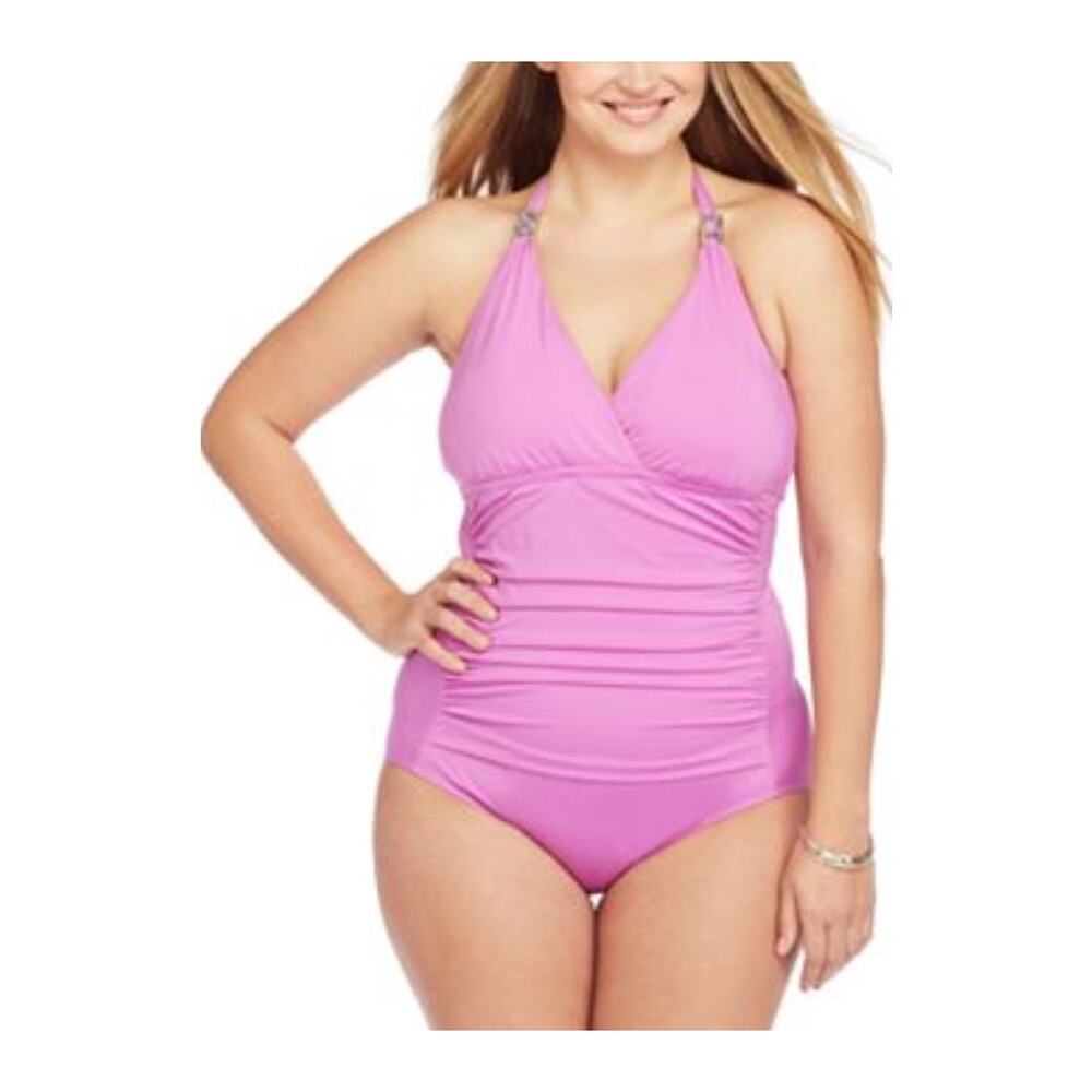 Dana Buchman Halter Ruched One-Piece swimsuit size 20W